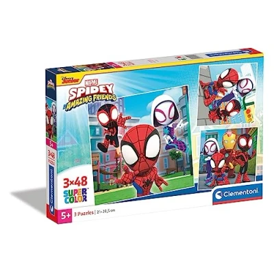 Imagen de Clementoni 25294 Supercolor Puzzle 3x48 Piezas, Marvel Spidey and His Amazing Friends, 3 Puzzles Infantiles De 48 Piezas Cada Uno A Partir 5 Años