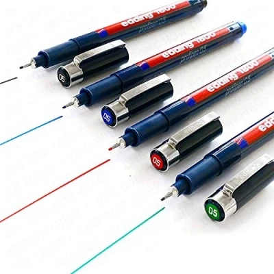 Imagen de Edding 1800 Profipen Delineador con Pigmento Rotulador de Dibujo 0.5mm Juego 4 Negro, Azul, Rojo, y Verde