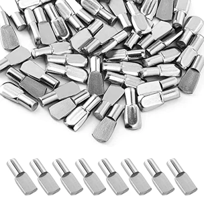 Imagen de CZ Store Soportes para Estantes ✮GARANTÍA de POR VIDA✮ Juego 100Diámetro 5mm Clavijas Planas Metálicas en Forma Cuchara Armarios, Muebles, Estanterías Con Caja Almacenaje