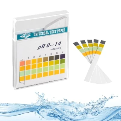 Imagen de ECENCE Tiras de prueba pH 100 unidades, papel para tornasol, rango medición 0 14, indicador universal, test ácidos acuarios, agua potable