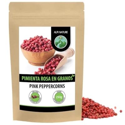 Imagen de pimienta rosa (250g), entera, 100% natural, especia sin aditivos, vegana,