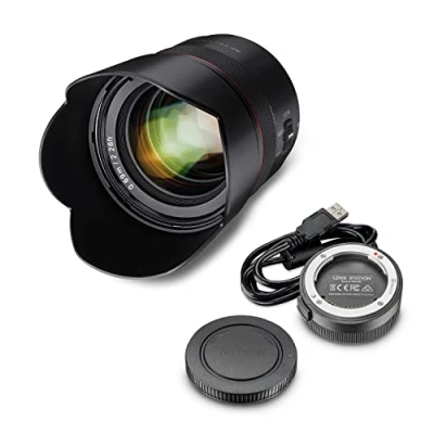 Imagen de Samyang AF 75 mm F1,8 FE + estación de lente para objetivo retrato Sony E completo y APS C I ángulo visión 32,9 enfoque automático rápido distancia focal fija