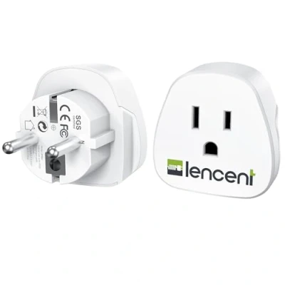 Imagen de LENCENT 2X Adaptador de Enchufe USA a Europeo, Americano España Portugal, EEUU EU, Viaje Estados Unidos Español