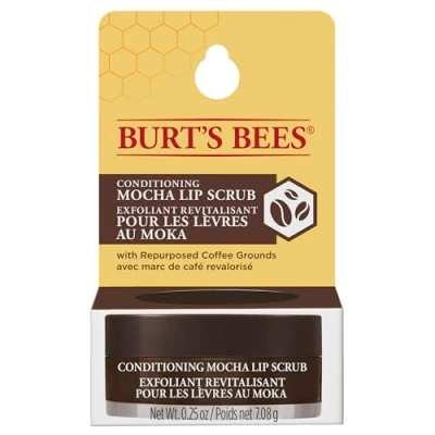 Imagen de Burt&#039;s Bees exfoliante labial en sabor mocha, con granos de café reutilizados y cera abejas para exfoliar e hidratar los labios, 7,08 g
