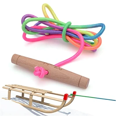 Imagen de Kleintober Cuerda para Trineo, trineos de Madera l tracción Bob, plástico y Otros Regalo Ideal la Nieve
