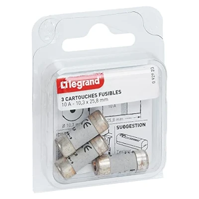 Imagen de Legrand LEG92923 Juego de 3 cartuchos fusibles (10 A, 10,3 x 25,8 mm)