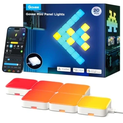 Imagen de Govee Mini panel de luces, paneles pared LED RGBIC, luz cubo DIY, funciona con Matter, Alexa, asistente Google, para sala juegos, dormitorio, estar, paquete 20