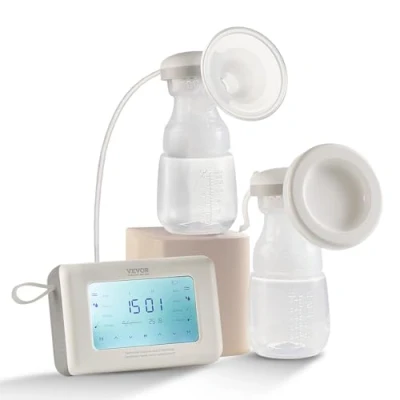 Imagen de VEVOR Extractor de Leche Eléctrico Simple/Doble Ajustable 4 Modos 9/15 Niveles Bomba Pistón Alternativo Succión Antirreflujo 300 mmHg Correas para el Pecho 18/22 mm Lactancia Viajes Hogar