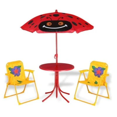 Imagen de Deuba Conjunto de Picnic Plegable para niños Juego 1 Mesa y sillas con sombrilla protección UV Exterior Interior 50cm
