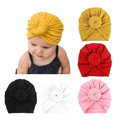 Imagen de DRESHOW 5 PCS Sombreros y Gorras para Bebés Niño Niña Infantil Turbante Bebé Nudo Sombrero Beanie Gorro