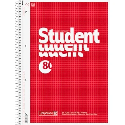 Imagen de Bloc de notas Fuente Estudiante universitario Block, encuadernación en espiral, 4 veces, a cuadros, 70 g / m², A4, 5mm
