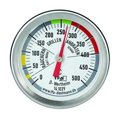 Imagen de TFA Dostmann 141029 Termómetro para barbacoa, medición de temperatura la cámara cocción, acero inoxidable, 18/8, color plateado