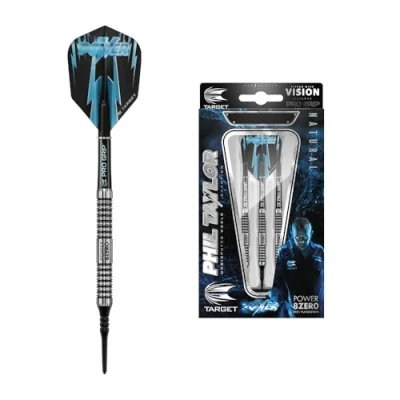 Imagen de TARGET Phil Taylor Power 8 Zero 16g 80% Tungsten Soft Tip Darts Set Dardos, Plata