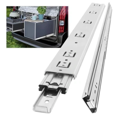 Imagen de AOLISHENG Guias Correderas Para Cajones 650mm Rieles Extensión Completa 50 KG Capacidad Carga Guías Laterales Con Rodamiento de Bolas 1 par (2 piezas)