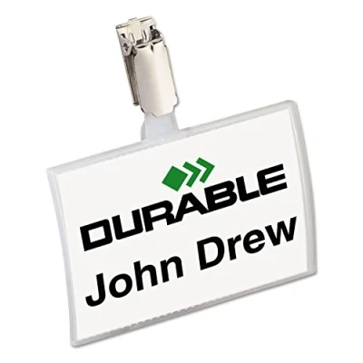 Imagen de Durable 821619 Portanombres Click Fold, con clip, 54 x 90 mm, paquete de 25