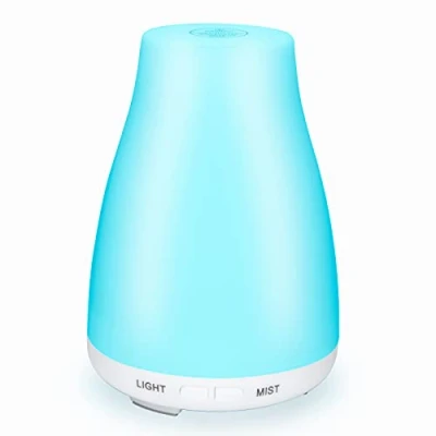 Imagen de difusor de aceite esencial 100 ml, humidificador ultrasónico aromaterapia, perfumado, apagado automático sin agua y 7 colores luz LED para dormitorio, yoga, spa, bebé