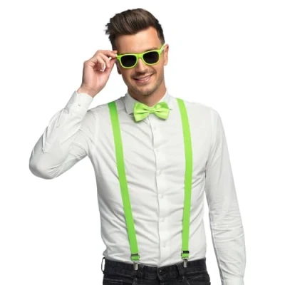 Imagen de Boland juego de disfraces 3 piezas, accesorios con tirantes, gafas y pajarita, para festivales, JGA, carnaval fiestas temáticas