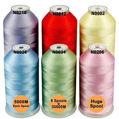 Imagen de New brothread Conjunto de 6 Colores Pastel 1 Poliéster bordado Máquina Hilo Grande carrete 5000M para todas las máquinas