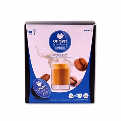 Imagen de ORIGEN AND SENSATIONS CORTADO DESCAFEINADO SENSATIONS, 16 CÁPSULAS COMPATIBLES DOLCE GUSTO
