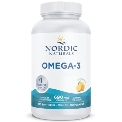 Imagen de Nordic Naturals, Omega 3, 690mg, con EPA y DHA, Dosis Alta, Sabor Limón, 120 Cápsulas blandas, Testado en Laboratorio, Sin Soja, Gluten, No GMO