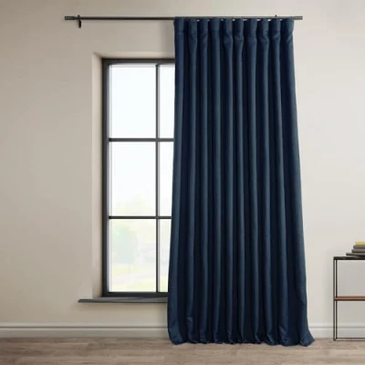 Imagen de HPD Half Price Drapes Cortina de Lino Extra Ancha para oscurecer la habitación (1 Panel), 100 x 120, BOCH LN1853 120 DW, índigo