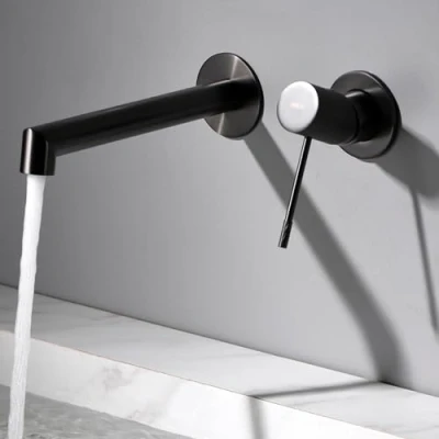 Imagen de IMEX Grifo Monomando Lavabo Empotrado Baño Mezclador Agua Fria y Caliente sobre Encimera Ahorro de Serie Line Color Black Gun Metal