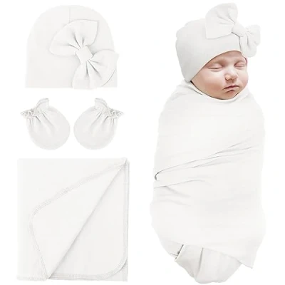 Imagen de DRESHOW Recién Nacido Mantas de Recepción Algodón Cálido Saco Dormir con Mitones y Gorros arco Hospital Swaddling Bebé