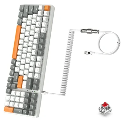 Imagen de K3 Pro Teclado mecánico con Cable Ultra Compacto 98 Teclas RGB Iluminado LED Lineal Rojo conmutador+ USB en Espiral Tipo C a A, de Resorte TPU Conector aviación Metal Desmontable