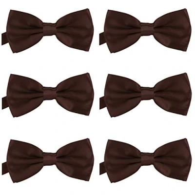 Imagen de DonDon Set de 6 Pajarita para hombre 12 x cm ajustable y lista usar Marrón