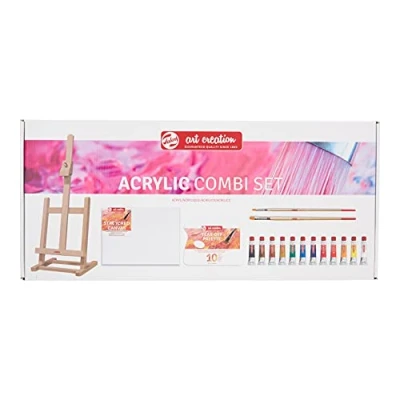 Imagen de Talens Art Creation Set de Pintura acrílica para principiantes con 12 colores (tubos ml), pinceles, paleta, lienzo y caballete adultos