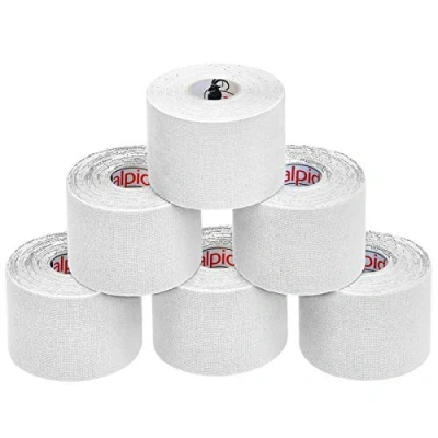 Imagen de ALPIDEX Cinta Kinesiología Tape 5 m x cm Muscular E Book Ejemplos Aplicación, Color:blanco, Cantidad:6 rollos
