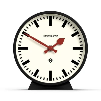 Imagen de NEWGATE® M Mantel Railway Silent Sweep Clock &#039;No Tick&#039; Un Moderno Reloj de repisa pequeño Relojes para Sala Estar Oficina Escritorio (Negro)