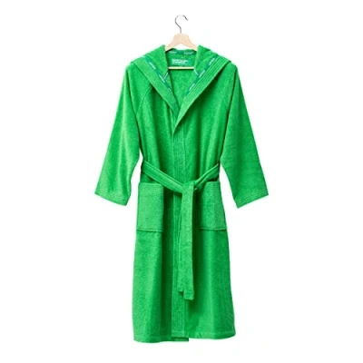 Imagen de UNITED COLORS OF BENETTON Rainbow Albornoz con Capucha, Talla L/XL, 100 % Algodón, Gramaje de 360 gsm, Suavidad Excepcional, Agradable al Tacto, Certificación Oeko Tex, Apto lavado a máquina, Verde