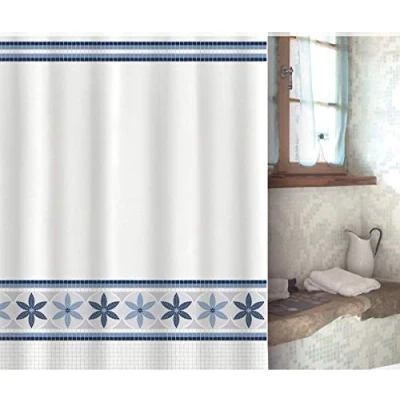 Imagen de MSV &#039;Olympe&#039; poliéster Cortina de Ducha, Azul/Multicolor, 180 x 200 cm