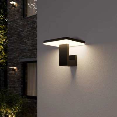 Imagen de LED lámpara de pared exterior &#039;Olesia&#039; (Moderno) en Gris hecho Aluminio (1 llama,) Lucande lámparas para aplique, exterior, aplique