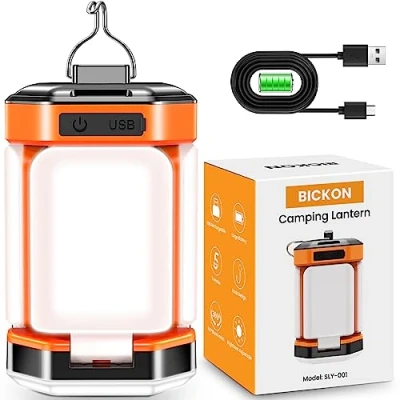 Imagen de Lampara Camping, Linterna Camping LED Recargable con 60 Super Brillante, 25H Tiempo de Ejecución Luz 5 Modos Lluminación, 15% 100% Regulable Lámpara para Emergencia, Pesca
