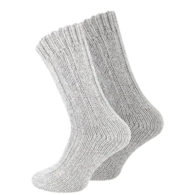 Imagen de Juego de 2 pares calcetines noruegos (calcetines lana), tejidos, unisex gris 43 46