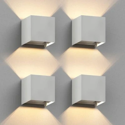 Imagen de ledscom.de 4 x Aplique CUBEL para exterior, IP65, up/downlight, blanco mate, angular, 1x G9 máx. 10W