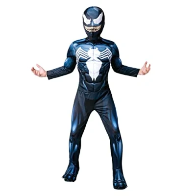 Imagen de Rubies Disfraz Venom Deluxe para niños, Jumpsuit con pecho musculoso, cubrebotas y Máscara de tela. Oficial Marvel, Carnaval, Navidad, Halloween cumpleaños