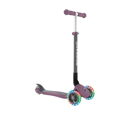 Imagen de GLOBBER Primo Foldable Lights Patinete infantil 120/80 mm, ABEC 5, 3 ruedas, altura regulable, ruedas LED, color morado