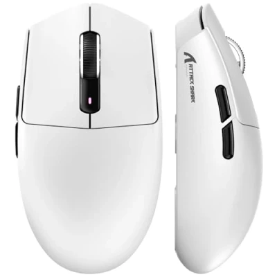 Imagen de MAMBASNAKE x Attack Shark G3 Ratón Gaming Inalámbrico, Ligero de 59g, Sensor Óptico PAW3311, 25.000 dpi, Bluetooth/2.4G/USB C, 5 Botones Programables, Batería 500mAh para PC/Mac Blanco