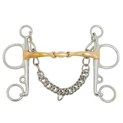 Imagen de BR Pelham Soft Contact curvo doble roto 16mm / 145mm. 11,5 plata oro Amarillo