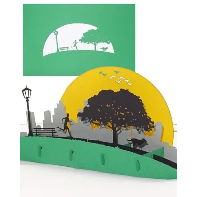 Imagen de tarjeta de cumpleaños desplegable &quot;Jogging&quot;, felicitación 3D, para fitness, correr, maratón y deportes al aire libre, cumpleaños, como invitación, vale regalo