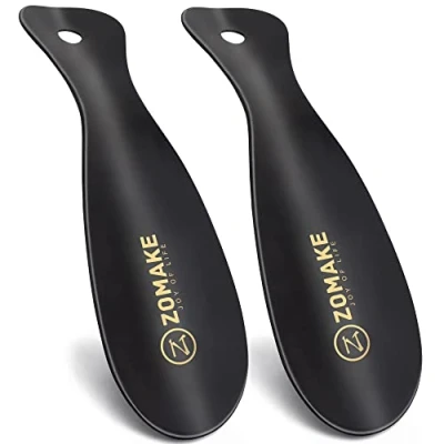 Imagen de ZOMAKE Calzador de Zapatos 2Piezas Metalico Calzadores para Personas Mayores con Colgante Agujero,19cm Acero Inoxidable Shoe Horn Fácil Utilizar