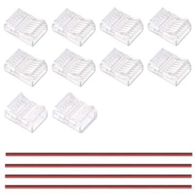 Imagen de GOMING Kit Conector Doble Fila COB Tira LED 12mm de Ancho 8Piezas Alambre Conectores Transparentes 2 a 4 Cables Extensión 10 cm para Luces