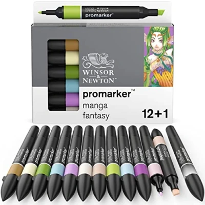 Imagen de Winsor &amp; Newton Set de Rotuladores ProMarker, 12 + 1 Unidades, Manga Fantasy