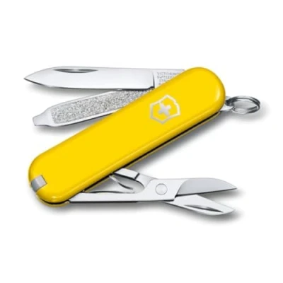 Imagen de Victorinox, Classic SD, Navaja Multiuso Suiza, Cuchillo bolsillo, Regalo, 7 Funciones, Hoja pequeña, Lima de uñas, Amarillo