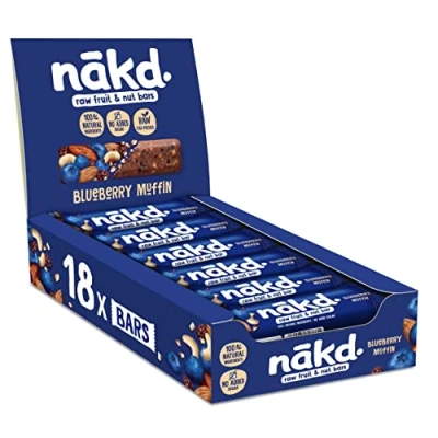 Imagen de Nākd. Blueberry Muffin Barritas Raw de Fruta y Frutos Secos 100% Ingredientes Naturales Sin Azúcar Añadido 18 x 35g 630g