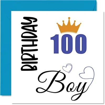 Imagen de Stuff4 Tarjeta de cumpleaños número 100 para hombres, tarjetas hombre años, bisabuelo, abuelo, padrastro, tío, 145 mm x mm, felicitación cien
