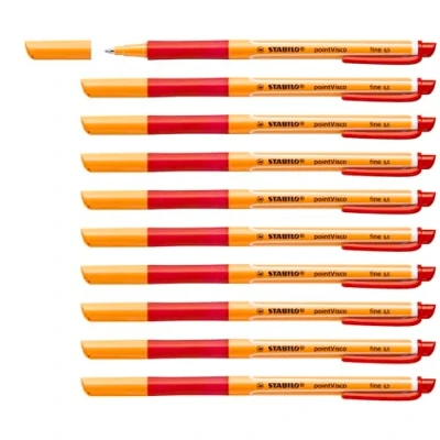 Imagen de STABILO Rollerball tinta gel de baja viscosidad pointVisco Caja con 10 unidades Color rojo
